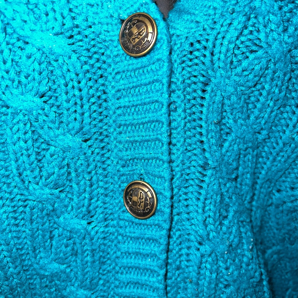 ⭐️Vintage Patsys Place Blue Green Acrylic Long Sleeve Button Up Cardigan Size L - Picture 8 of 10